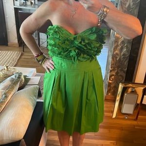 Gigi Florence cotton corset petals appliqué strapless cocktail dress L